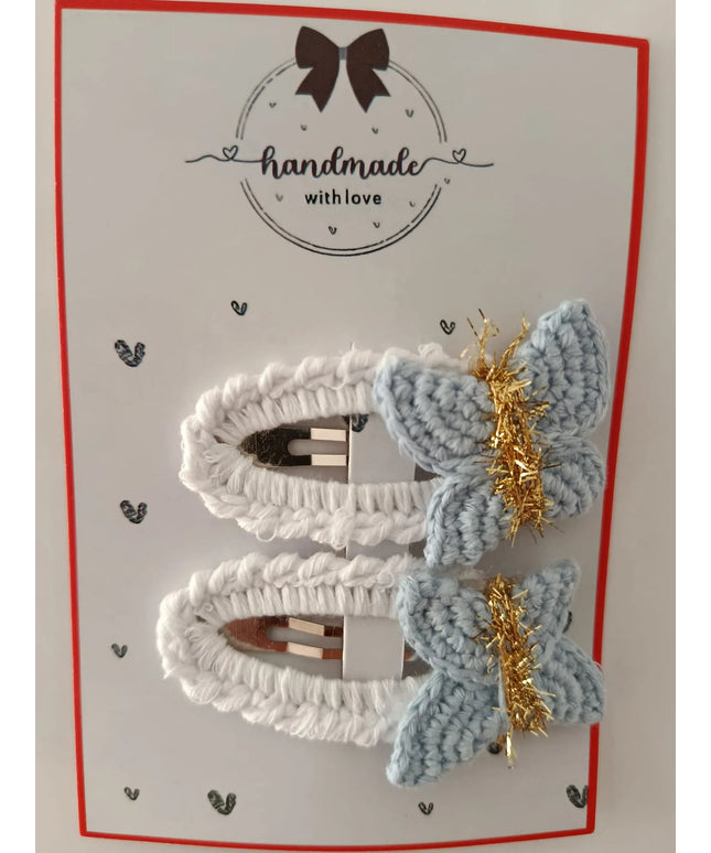 El Yapımı Mavi Kelebek Toka (2’li Set)