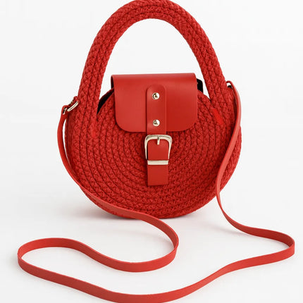 El Yapımı Yuvarlak Örgü Omuz Çantası