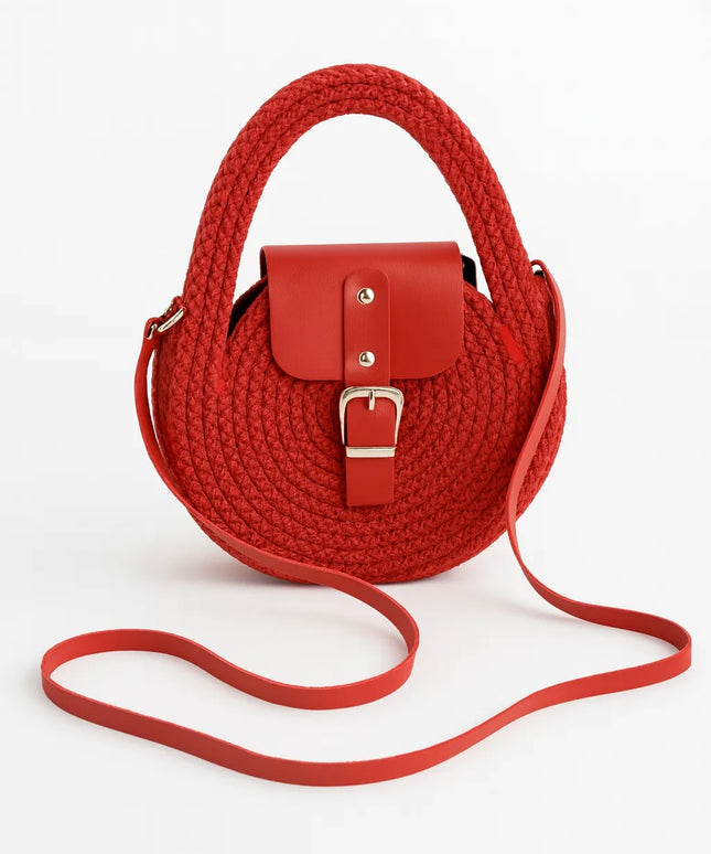 El Yapımı Yuvarlak Örgü Omuz Çantası