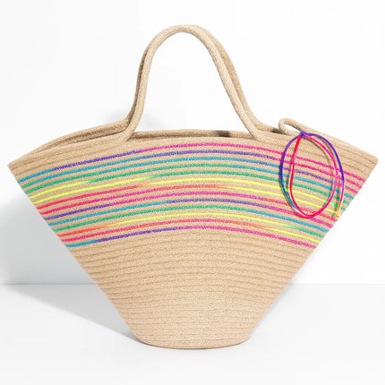 Neon Şerit Detaylı Plaj Çantası