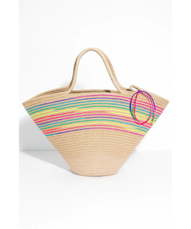 Neon Şerit Detaylı Plaj Çantası
