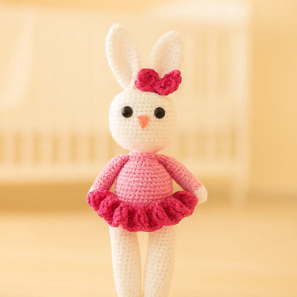 El Yapımı Pembe Elbiseli Tavşan Bebek Amigurumi Örgü Oyuncak