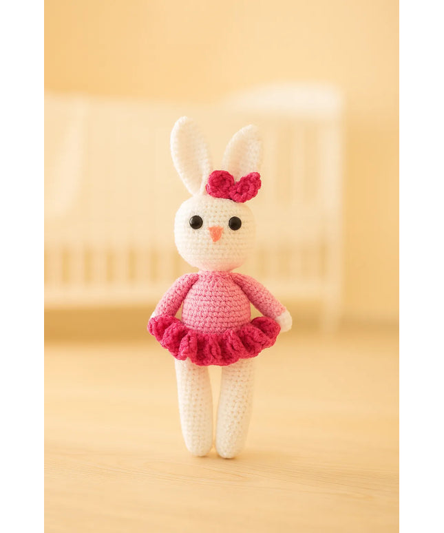 El Yapımı Pembe Elbiseli Tavşan Bebek Amigurumi Örgü Oyuncak