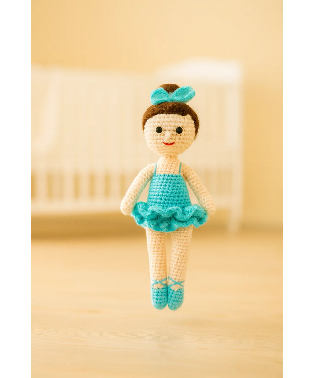 El Örgüsü Mint Turkuaz Balerin Amigurumi Oyuncak Bebek %100 El Yapımı