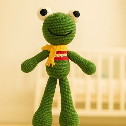 El Örgüsü Amigurumi Kurbağa Oyuncak Yumuşak ve Eğlenceli