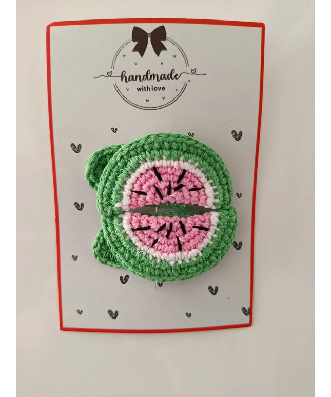 El Yapımı Pembe Karpuz Dilimli Toka (2’li Set)