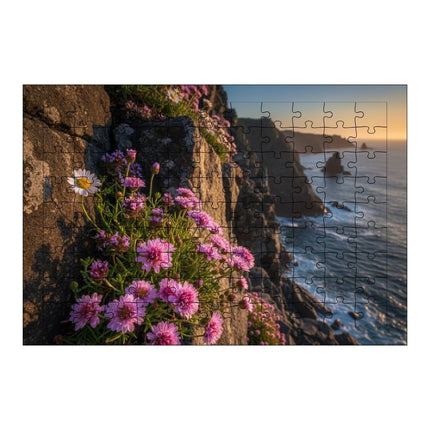 Adadaki Pembe Çiçek Puzzle Yapboz 99 Parça