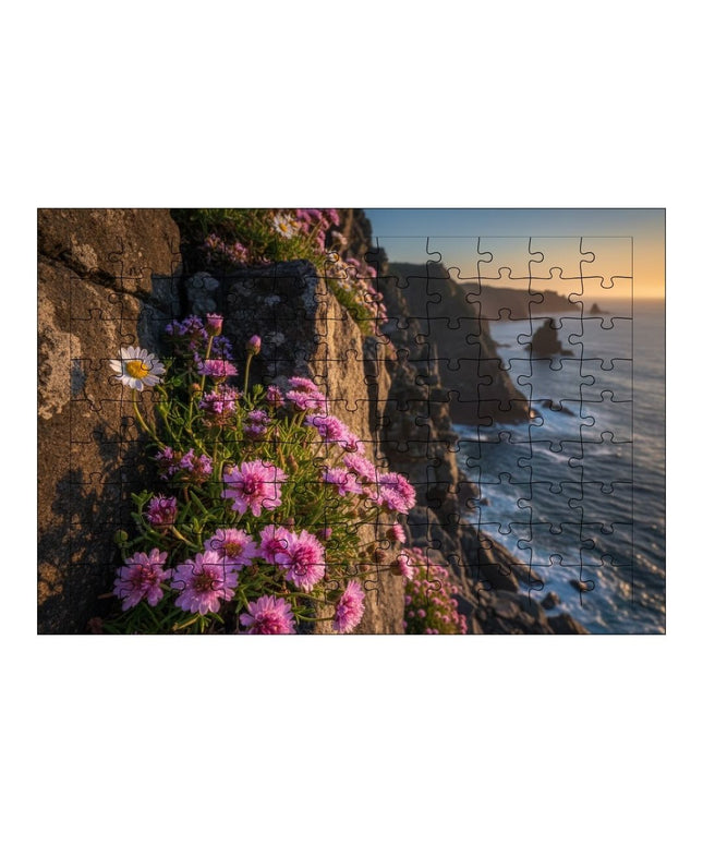 Adadaki Pembe Çiçek Puzzle Yapboz 99 Parça