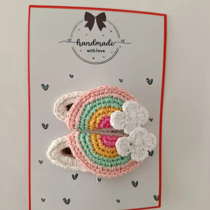 El Yapımı Gökkuşağı Figürlü Toka (2’li Set)