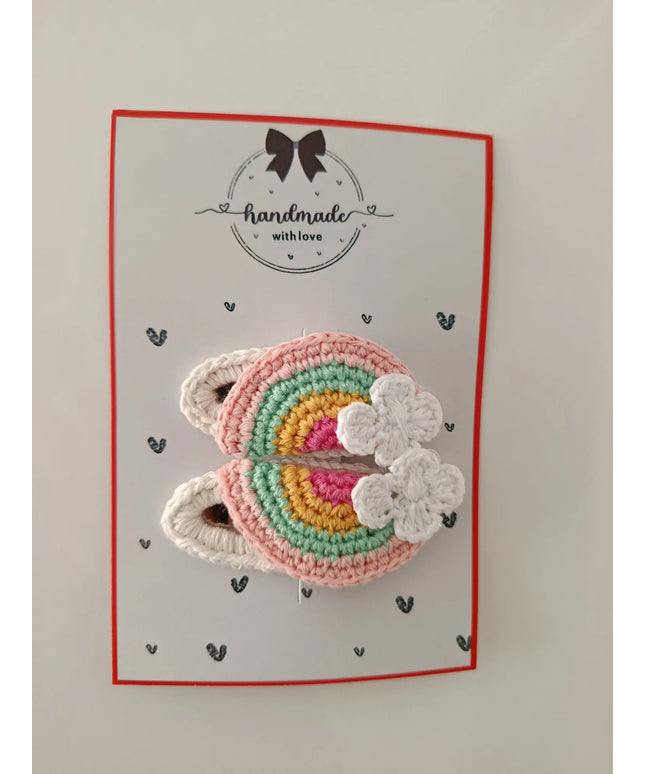 El Yapımı Gökkuşağı Figürlü Toka (2’li Set)