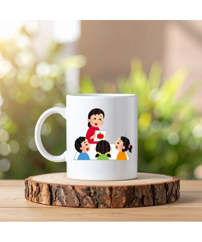 Öğretmen ve Öğrenciler Temalı Baskılı Porselen Kupa Bardak