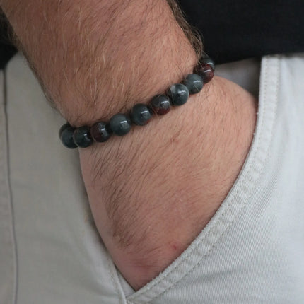 Orijinal Yeşim Taşlı Erkek Bileklik Bordo ve Siyah Renkleriyle