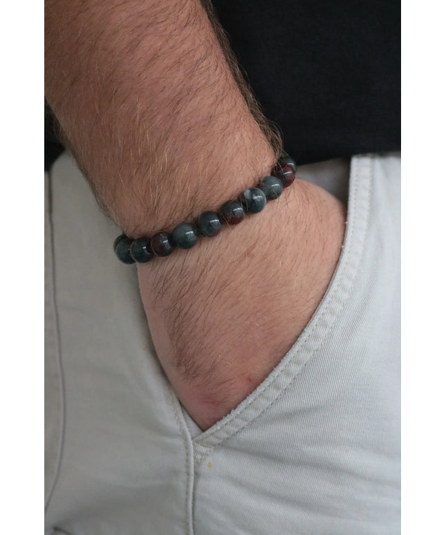 Orijinal Yeşim Taşlı Erkek Bileklik Bordo ve Siyah Renkleriyle