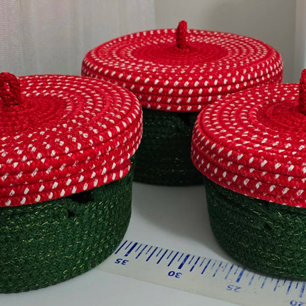 Kapaklı Tressip'ten Organizer Sepet Seti 3'lü Yeşil ve Kırmızı Renkli