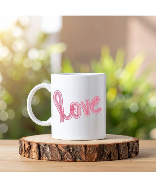 Love Yazılı Baskılı Porselen Bardak