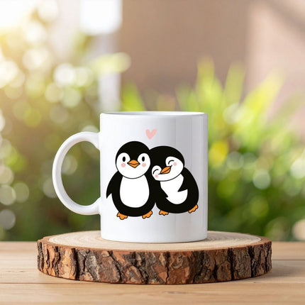 Penguen Resimli Porselen Beyaz Kupa Bardak