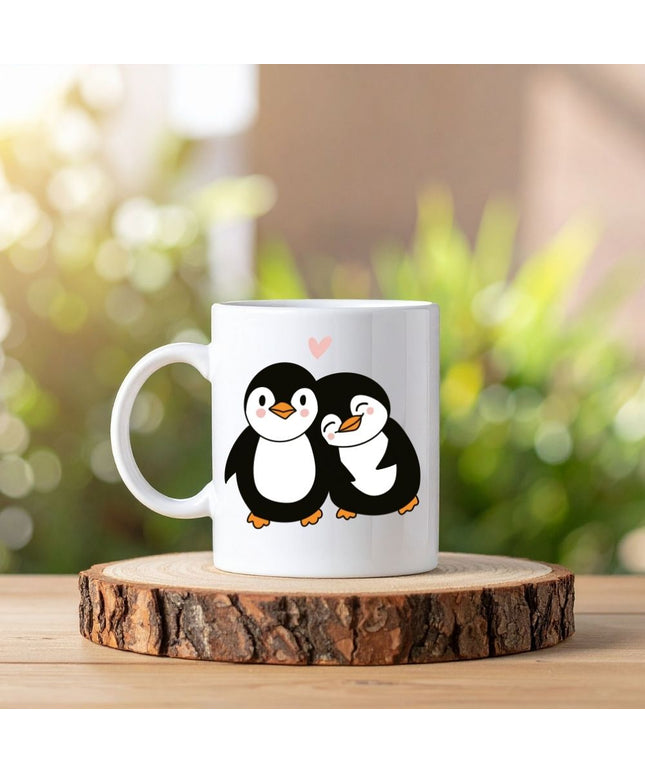 Penguen Resimli Porselen Beyaz Kupa Bardak