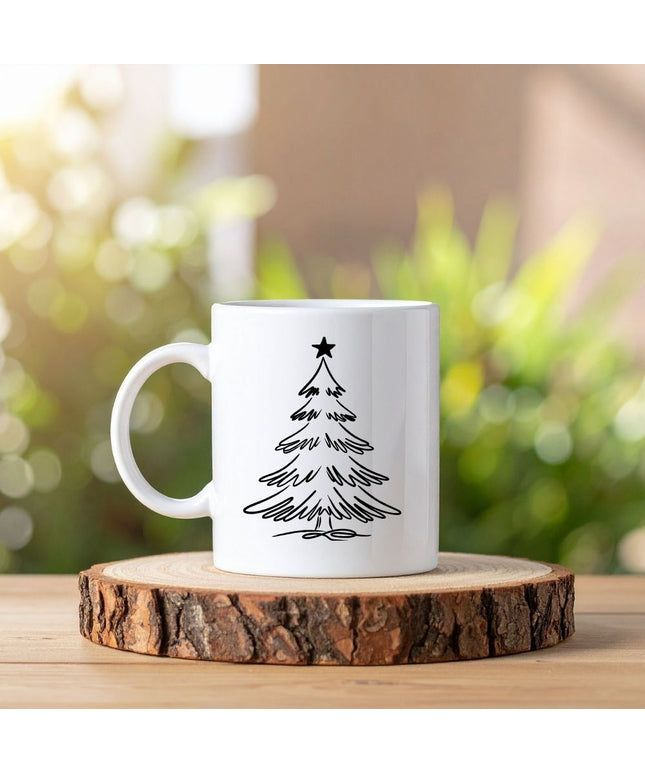 Yılbaşı Ağacı Tasarımlı Baskılı Kupa Bardak