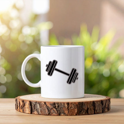 Dumbbell Baskılı Sporcu Kupa Bardak – Fitness ve Gym Temalı Porselen Kupa