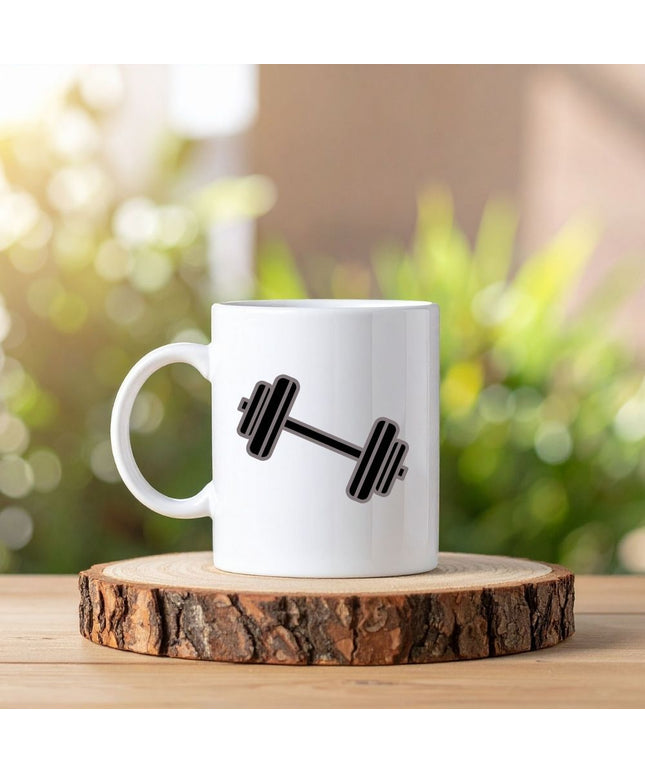 Dumbbell Baskılı Sporcu Kupa Bardak – Fitness ve Gym Temalı Porselen Kupa