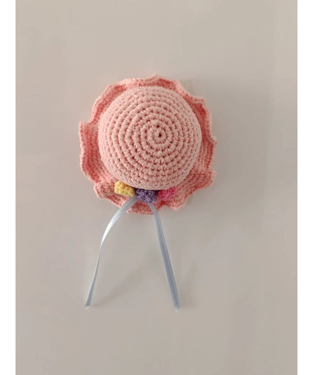 El Yapımı Pembe Şapka Figürlü Klipsli Toka