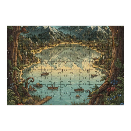 Göl Kenarı Manzarası Puzzle Yapboz 99 Parça