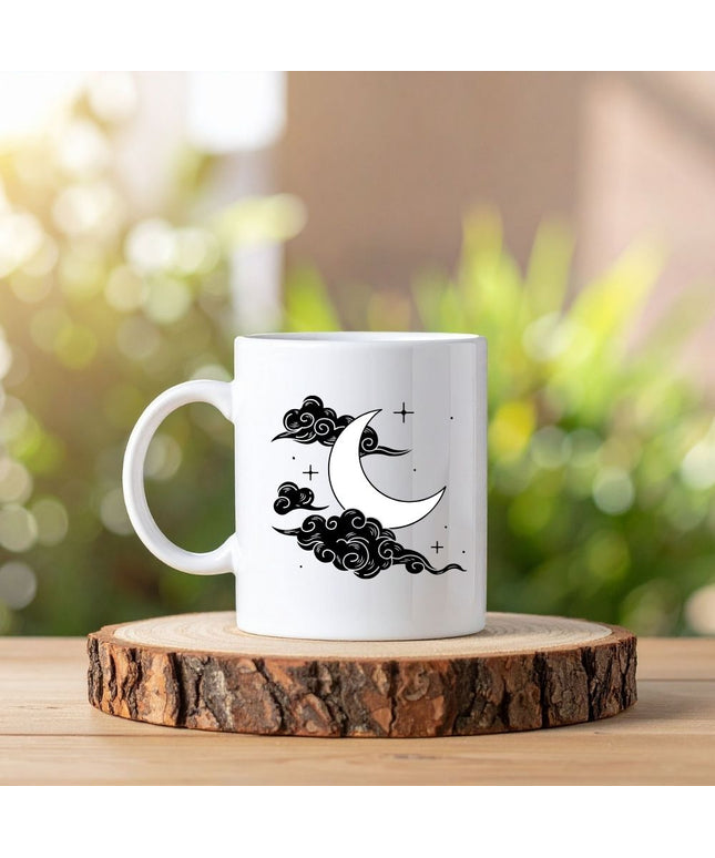 Gece ve Ay Desenli Baskılı Kupa Bardak
