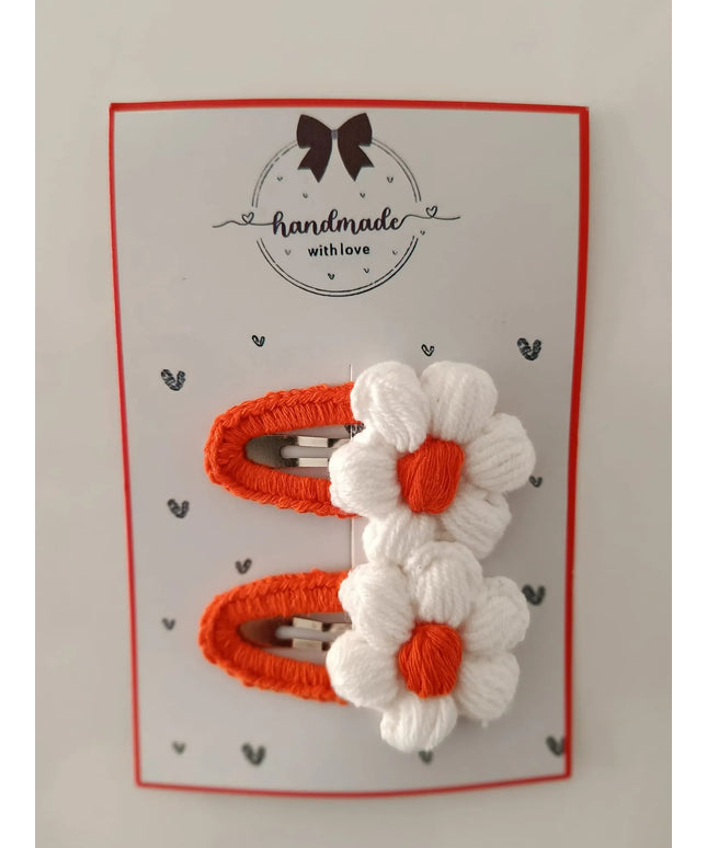 El Yapımı Turuncu Papatya Toka (2’li Set)