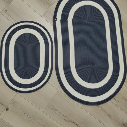 Antrasit ve Ekru Halat İpten Banyo Paspası Seti El Yapımı (2'li)