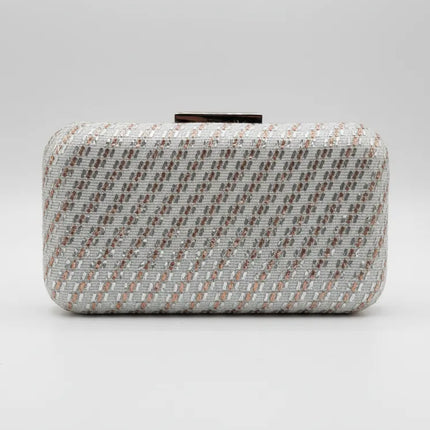 Gümüş ve Bakır Renkli Tel Kırma İşlemeli Özel Tasarım Çanta