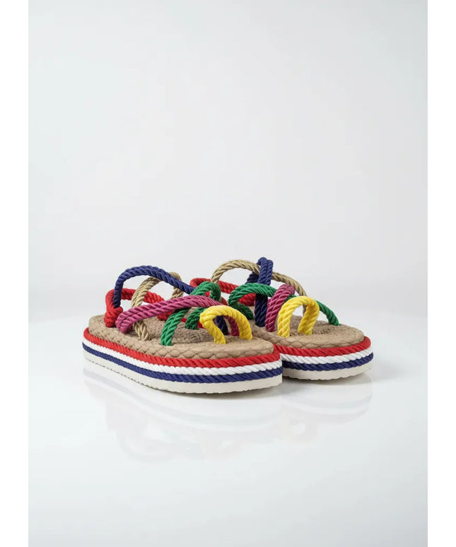Renkli İpli Halat Sandalet Terlik 38 Numara El Yapımı