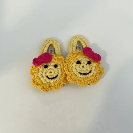 Sarı Güneş Figürlü Çıtçıtlı Örgü Toka Seti El Emeği