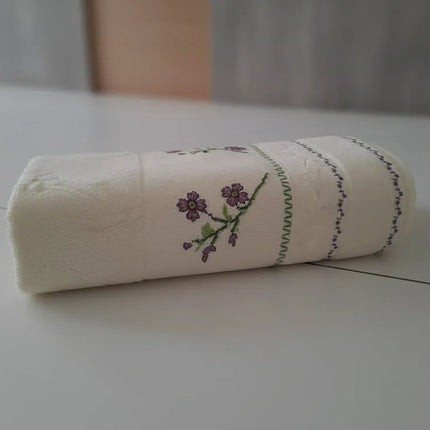 Krem Renkli Nakışlı Pamuklu Osmanlı Havlu Yüksek Kaliteli Banyo ve El Havlusu