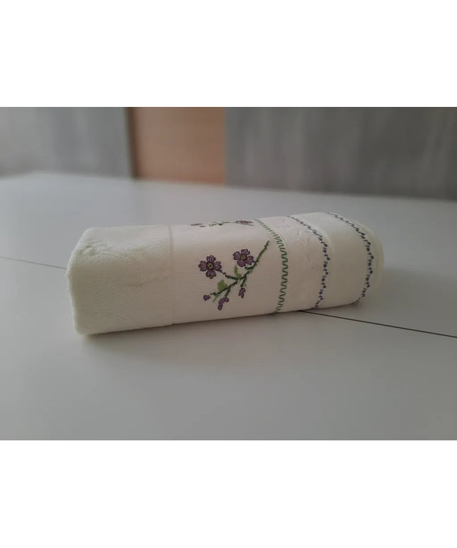 Krem Renkli Nakışlı Pamuklu Osmanlı Havlu Yüksek Kaliteli Banyo ve El Havlusu
