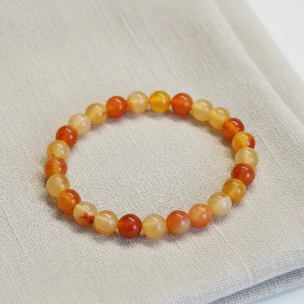 Turuncu ve Sarı Tonlarında Yuvarlak Doğal Taş Bileklik Şık Tasarım