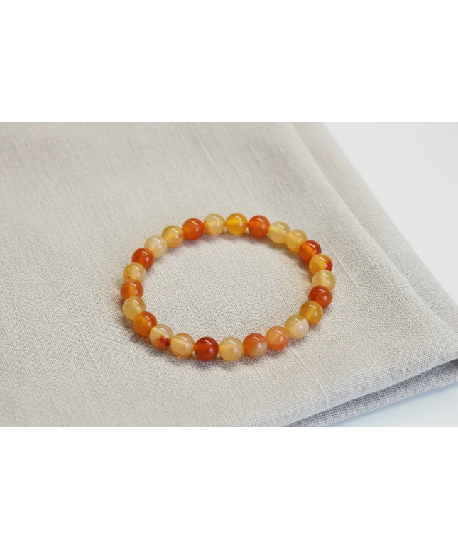 Turuncu ve Sarı Tonlarında Yuvarlak Doğal Taş Bileklik Şık Tasarım