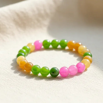 Renkli Doğal Taş Boncuklu Bileklik El Yapımı
