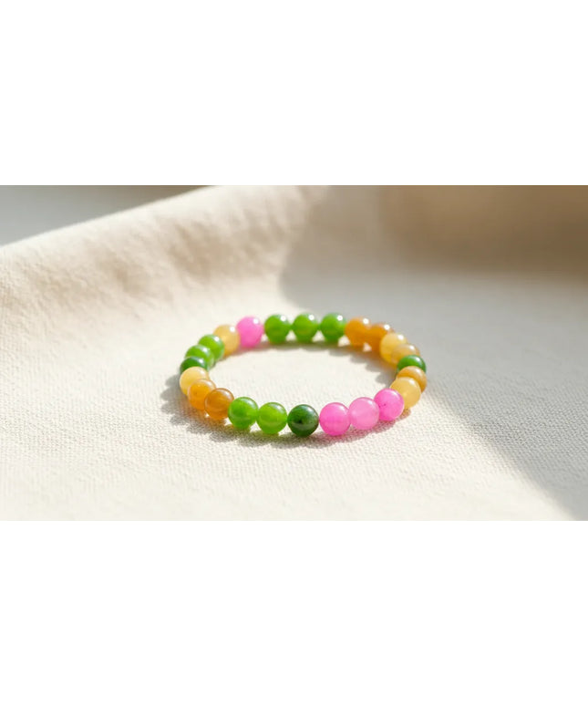 Renkli Doğal Taş Boncuklu Bileklik El Yapımı