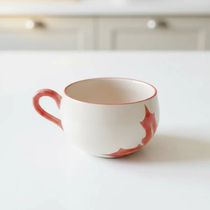 Kokina Desenli Seramik Fincan Orta Boy Dekoratif Çay Kahve Fincanı