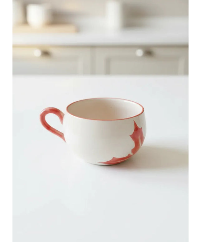 Kokina Desenli Seramik Fincan Orta Boy Dekoratif Çay Kahve Fincanı