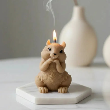 Açık Kahve Sincap Mum El Yapımı Doğal Aromaterapi Mum