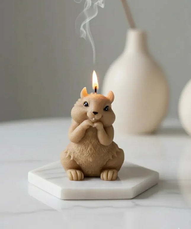 Açık Kahve Sincap Mum El Yapımı Doğal Aromaterapi Mum