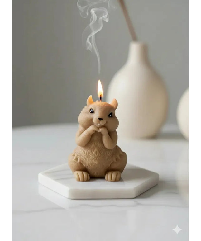 Açık Kahve Sincap Mum El Yapımı Doğal Aromaterapi Mum