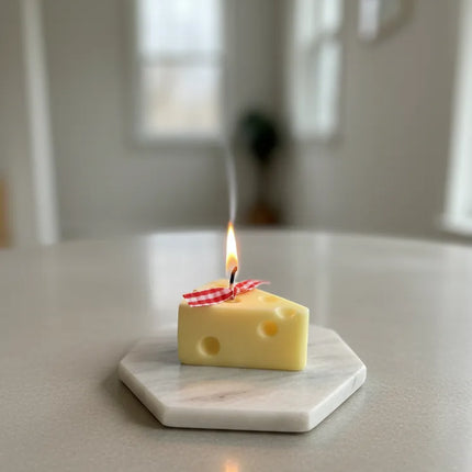 Peynir Dilimi Tasarımlı Vanilya Kokulu Dekoratif Mum El Yapımı