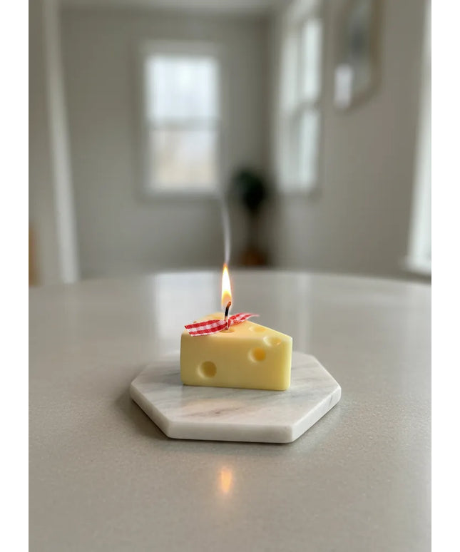 Peynir Dilimi Tasarımlı Vanilya Kokulu Dekoratif Mum El Yapımı