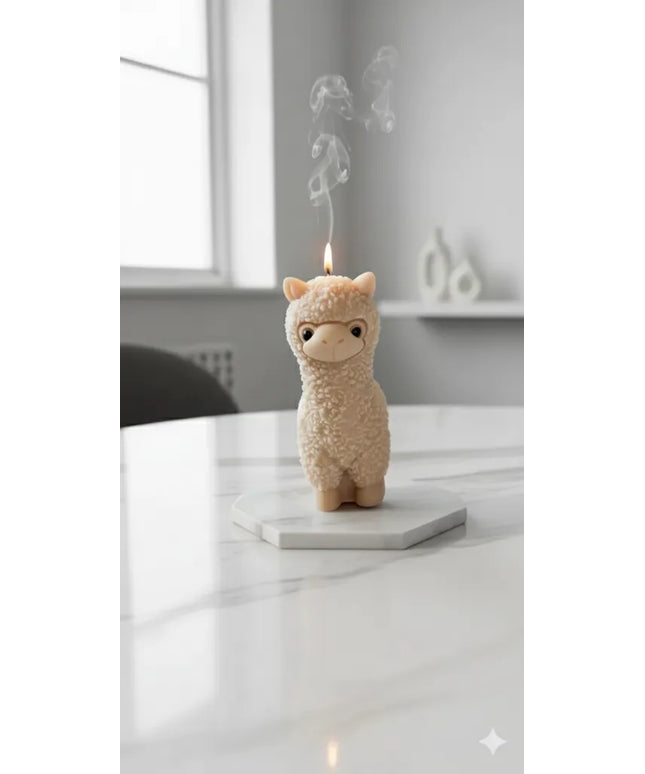 Sevimli Alpaka Tasarımlı Kokulu Mum Dekoratif Hediyelik Eşya