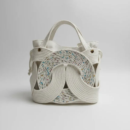 Beyaz Sonsuzluk Model Pamuk Kordon Çanta El Yapımı Şık Tasarım