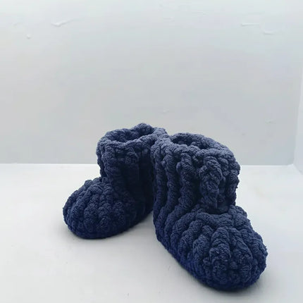 Erkek Bebek Mavi Örgü Panduf 1617 Numara El Örmesi