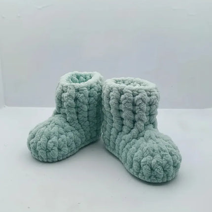 Erkek Bebek Yeşil Örme Kaydırmaz Tabanlı Patik 1617 Numara