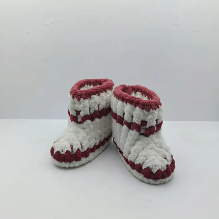 Erkek Çocuk Kaydırmaz Tabanlı Örme Patik 1617 Numara Beyaz & Kırmızı